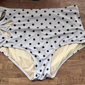 Kortni Jeane Black Polka Dot Flower Cut Out Bikini Bottoms, 2XL